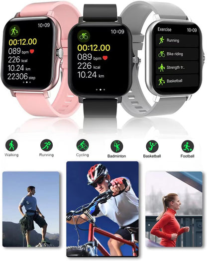 Smart Fitness Tracker Watch for Android/Ios - IP68, Heart Rate/Blood Oxygen/Sleep Monitoring, 8 Sports Modes, Breath Training, Weather Updates - 1.69-Inch Display for Men and Women (Rose Gold)